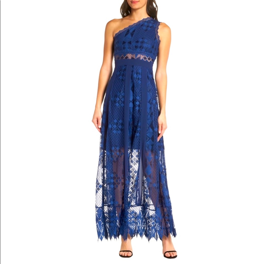 Foxiedox Juliet One-Shoulder Lace Gown